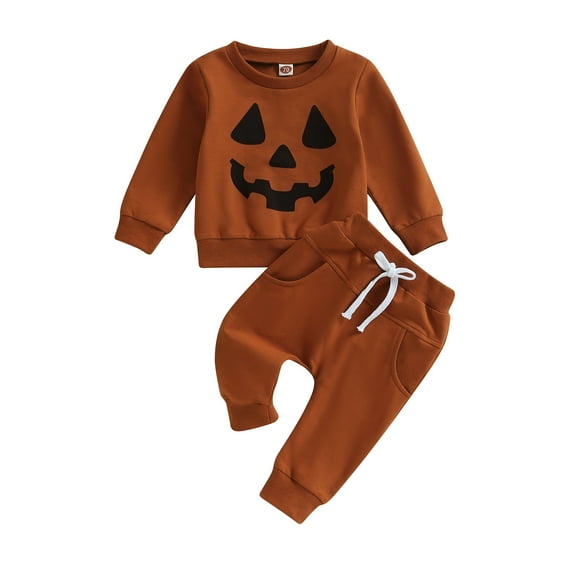 Toddler Baby Boy Outfit 6M 12M 18M 24M 3Y Long Sleeve Ghost/Pumpkin Sweatshirt Tops Elastic Pants 2PCS Fall Winter Clothes