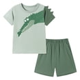 thumbnail image 1 of Toddler Baby Boy Outfit Short Sleeve Funny Letter Print T Shirts + Shorts Set Infant Summer Clothes,Green, 1 of 6