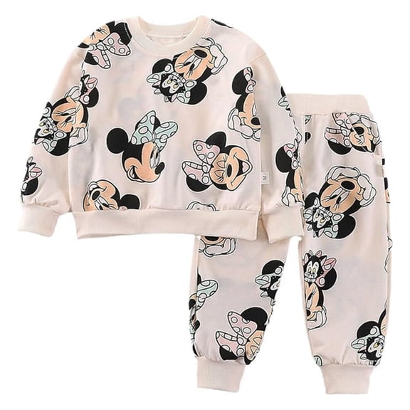 Toddler Baby Boy Outfits Cartoon Print Long Sleeve Pull On Sweatshirt Pants Infant Fall Winter Clothes Set