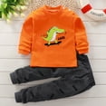 thumbnail image 1 of Toddler Baby Boy Outfits Cotton Cozy Cute Graphic Long Sleeve Top and Jogger Pant Sets Fall Clothes, 3-12M & 1-7T (6-7T, Orange), 1 of 4