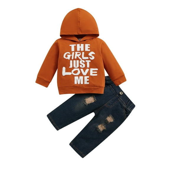 Toddler Baby Boy Outfits Hoodie Sweatshirts Jeans Clothes Set Fall Winter 6 9 12 18 24 Months