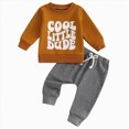 thumbnail image 1 of Toddler Baby Boy Outfits Long Sleeve Letter Print Sweatshirt Pants School Casual Fashion Design Toddler Infant Boys Winter Clothes Set 3 6 12 18 Months 2T 3T,Khaki,3-6 Months, 1 of 4