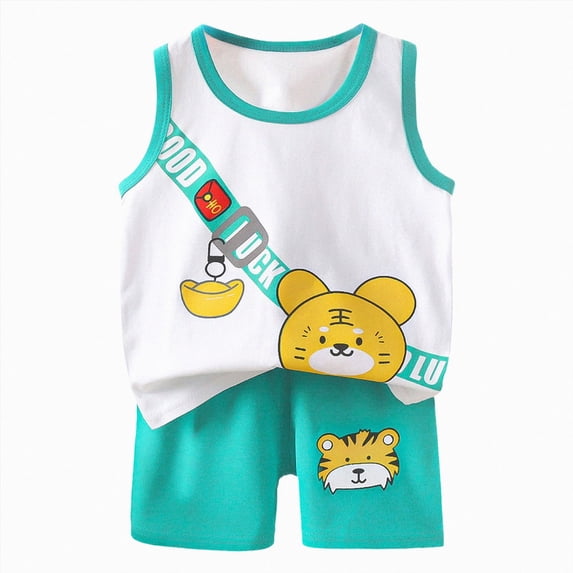 Toddler Baby Boy Summer Outfits Sports Outfit Baseball Championship Print Sleeveless Top Shorts Kids Athletic Wear