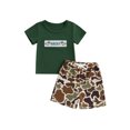 thumbnail image 1 of Toddler Baby Boy Shorts Set 6 12 18 24 Months 2T 3T 4T Letter/Dinosaur/Duck Embroidery Short Sleeve T-shirts Elastic Waist Shorts 2 Piece Summer Outfit, 1 of 9