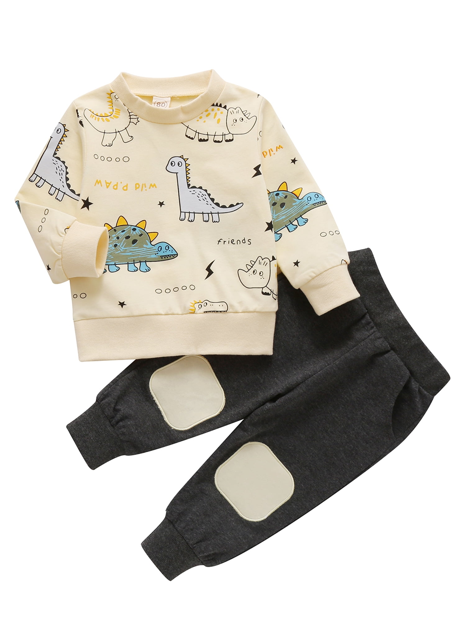 Toddler Baby Boy Spring Fall Outfit Dinosaur Print Long Sleeve ...