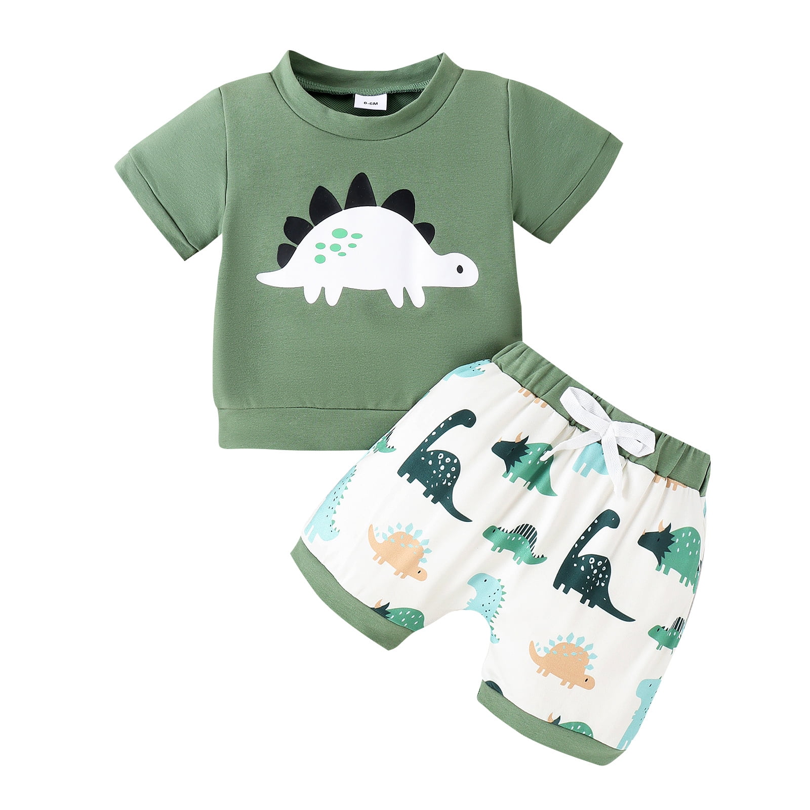 Toddler Baby Boy Spring Summer Outfit Dinosaur Short Sleeve Shirt Dino ...