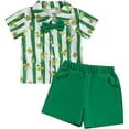 thumbnail image 1 of Toddler Baby Boy St Patricks Day Outfits Button Up Short Sleeve Shirt And Shorts Set 2Pcs Irish Outfits 3-4 T, 1 of 8