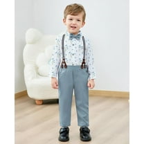 Toddler Baby Boy Suit Clothes Gentleman Wedding Outfits Long Sleeve Dress Shirt Suspender Pants Bowtie 1-5T