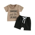 thumbnail image 1 of Toddler Baby Boy Summer Clothes 6M 12M 18M 24M 3Y Mamas Little Boy Short Sleeve T Shirt Tops Infant Rolled Drawstring Shorts Set, 1 of 9