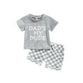 thumbnail image 1 of Toddler Baby Boy Summer Clothes Checkerboard Plaid Short Sleeve T-Shirt Tops Elastic Waist Shorts Set Boy Outfits, 1 of 7