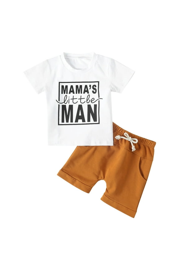 Toddler Baby Boy Summer Clothes Letter Graphic Short Sleeve Shirt T-Shirt Tops + Casual Shorts Outfit Set Dad's Little Dude 2T