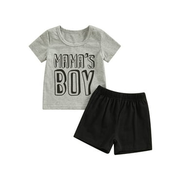 Toddler Baby Boy Summer Clothes Mama's Boy Short Sleeve Round Neck T-Shirt with Shorts 2Pcs Outfit