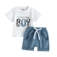 thumbnail image 1 of Toddler Baby Boy Summer Clothes Mamas Little Boy Short Sleeve T Shirt Tops 6M 12M 18M 24M 3Y Infant Rolled Drawstring Shorts Set, 1 of 9