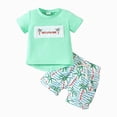 thumbnail image 1 of Toddler Baby Boy Summer Clothes Palm Tree Print Short Sleeve T-Shirt Tops Shorts Set Hawaiian Beach Outfit, 1 of 6