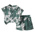 thumbnail image 1 of Toddler Baby Boy Summer Clothes Set 6 12 18 24 Months 2T 3T 4T Tractor Letter Print Short Sleeve T-Shirt Elastic Waist Solid Shorts Outfit Sets Gibobby(18-24 Months,Dark Green), 1 of 5