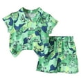 thumbnail image 1 of Toddler Baby Boy Summer Clothes Set 6 12 18 24 Months 2T 3T 4T Tractor Letter Print Short Sleeve T-Shirt Elastic Waist Solid Shorts Outfit Sets Gibobby(12-18 Months,Green), 1 of 4