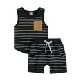 thumbnail image 1 of Toddler Baby Boy Summer Clothes Set 6 12 18 24 Months 2T 3T 4T Tractor Letter Print Short Sleeve T-Shirt Elastic Waist Solid Shorts Outfit Sets Gibobby(12-18 Months,Black), 1 of 6
