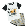 thumbnail image 1 of Toddler Baby Boy Summer Clothes Set 6 12 18 24 Months 2T 3T 4T Tractor Letter Print Short Sleeve T-Shirt Elastic Waist Solid Shorts Outfit Sets Gibobby(6-7 Years,Black), 1 of 4