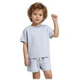 thumbnail image 1 of Toddler Baby Boy Summer Clothes Set 6 12 18 24 Months 2T 3T 4T Tractor Letter Print Short Sleeve T-Shirt Elastic Waist Solid Shorts Outfit Sets Gibobby(3-4 Years,Grey), 1 of 5