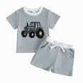 thumbnail image 1 of Toddler Baby Boy Summer Clothes Set Letter Birthday Dude Cartoon Car Print Outfits 6 9 12 18 24 Months 2T 3T 4T Crew Neck Short Sleeve Tops and Shorts Kaprioy, 1 of 7