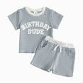 thumbnail image 1 of Toddler Baby Boy Summer Clothes Set Letter Birthday Dude Cartoon Car Print Outfits 6 9 12 18 24 Months 2T 3T 4T Crew Neck Short Sleeve Tops and Shorts Kaprioy, 1 of 7