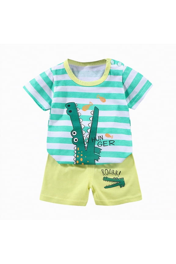 Toddler Baby Boy Summer Clothes Sleeveless Vest 6 12 18 24M 1t 2t 3t 4t Cartoon Print Tank Tops Jogger Shorts Sets 2Pcs Cute Infant Boys Summer Casual Outfits Gibobby,18-24 Months,Light Green