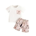 thumbnail image 1 of Toddler Baby Boy Summer Outfit Farm Duck Goose Print Short Sleeve T-Shirt and Shorts Set 2Pcs Country Clothes, 1 of 7