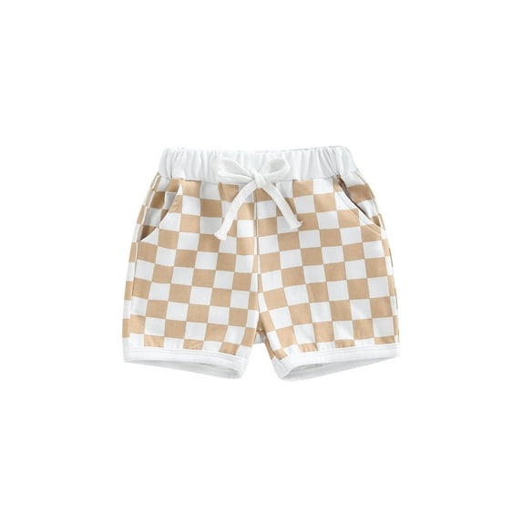 Toddler Baby Boy Summer Shorts Checkerboard Plaid Print Cotton Shorts Casual Elastic Waist Drawstring Jogger Shorts Pants