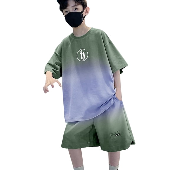 Toddler Baby Boy Summer Tie Dye Outfits 2 Pcs Kids Fashion Short Sleeve Shirt and Short Clothes Set