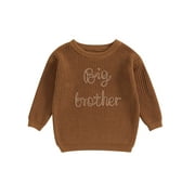 ZOIUYTRG Toddler Baby Boy Sweater Big Brother Little Brother Matching Outfit Letter Long Sleeve Knit Jumper Fall Winter Clothes