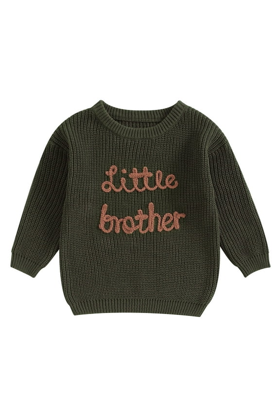 Toddler Baby Boy Sweater Big Brother Little Brother Matching Outfit Letter Long Sleeve Knit Jumper Fall Winter Clothes
