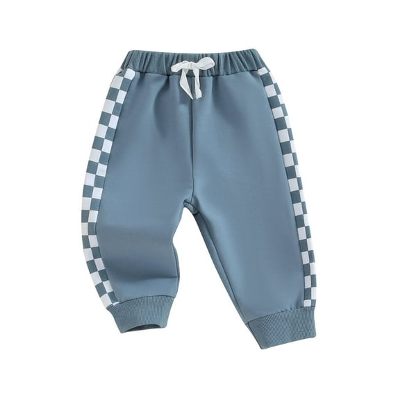 Toddler Baby Boy Sweatpants Checkerboard Patchwork Elastic Jogger Pants Casual Trousers