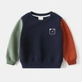 thumbnail image 1 of Toddler Baby Boy Sweatshirt Color Block Long Sleeve Lightweight Crewneck Pullover Tops Fall Winter Outfits ,12-18 Months,Navy, 1 of 5