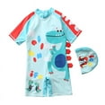 thumbnail image 1 of Toddler/Baby Boy Swimsuit With Swim Cap One Piece Bathing Suits Short Sleeve Rashguard Swimwear Sunsuit A1, 1 of 2