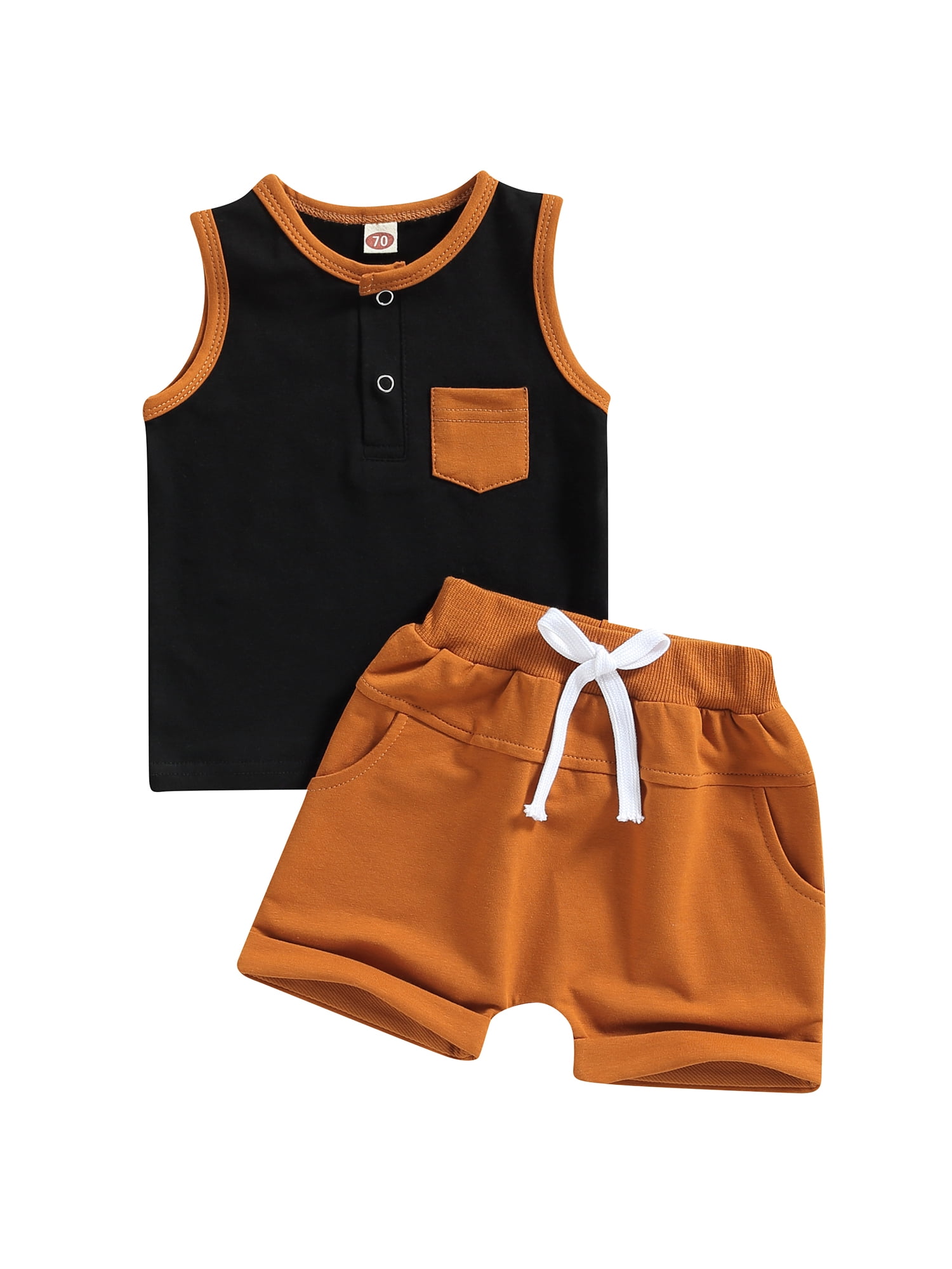 Toddler Baby Boy Tank Top and Shorts Patchwork Vest Sleeveless T Shirt