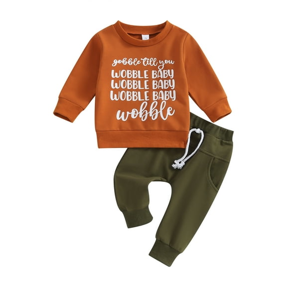 Toddler Baby Boy Thanksgiving Outfit 6M 12M 18M 24M 3Y Turkey Crewneck Sweatshirt Top Jogger Pants Set 2Pcs Fall Winter Clothes