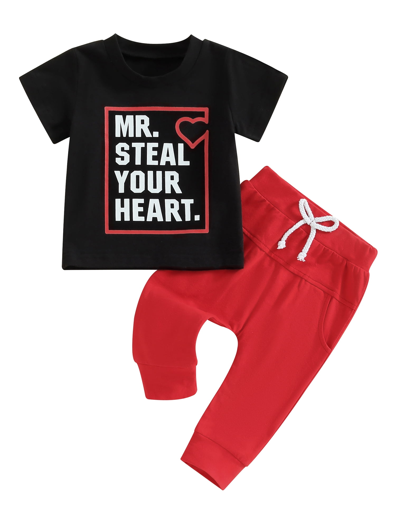 Toddler Baby Boy Valentine's Day Outfit Mr Steal Your Heart Short