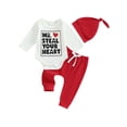 thumbnail image 1 of Toddler Baby Boy Valentines Day Outfit 6M 12M 18M 2T 3T Mr Steal Your Heart Long Sleeve Romper Pants Spring Clothes Set, 1 of 8