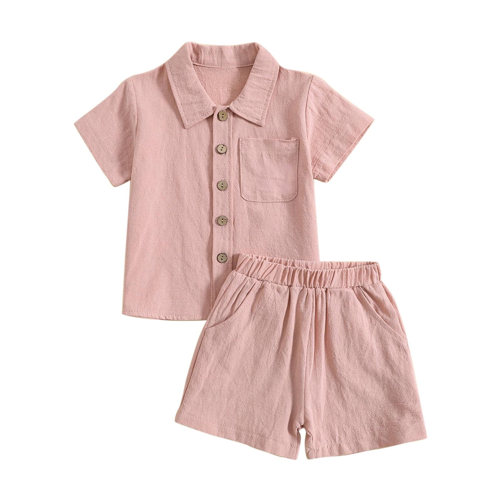 2pcs Toddler Boy 100% Cotton Exotic Allover Print Lapel Collar Shirt and Shorts Set