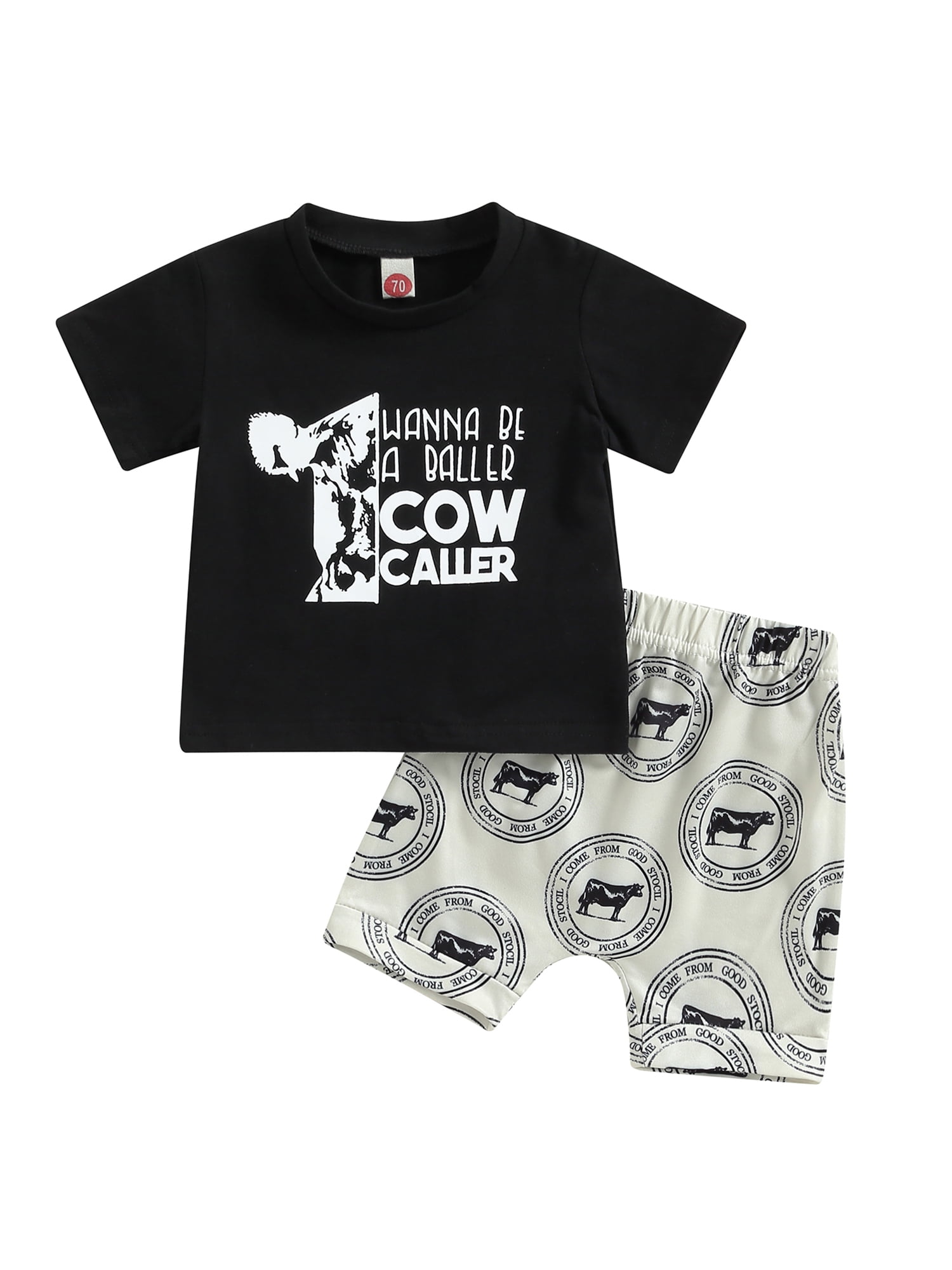 Toddler Baby Boys 2Pcs Clothes Sets Short Sleeve Letters T Shirts Tops