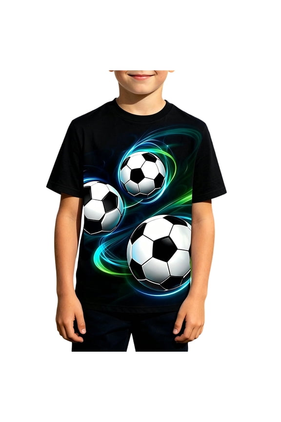 Toddler Baby Boys Birthday Gift T-Shirt Team For Kids Lightweight Football Themed With Crew Neck For Andns Casual Basic Tops Tees Size 2-3T