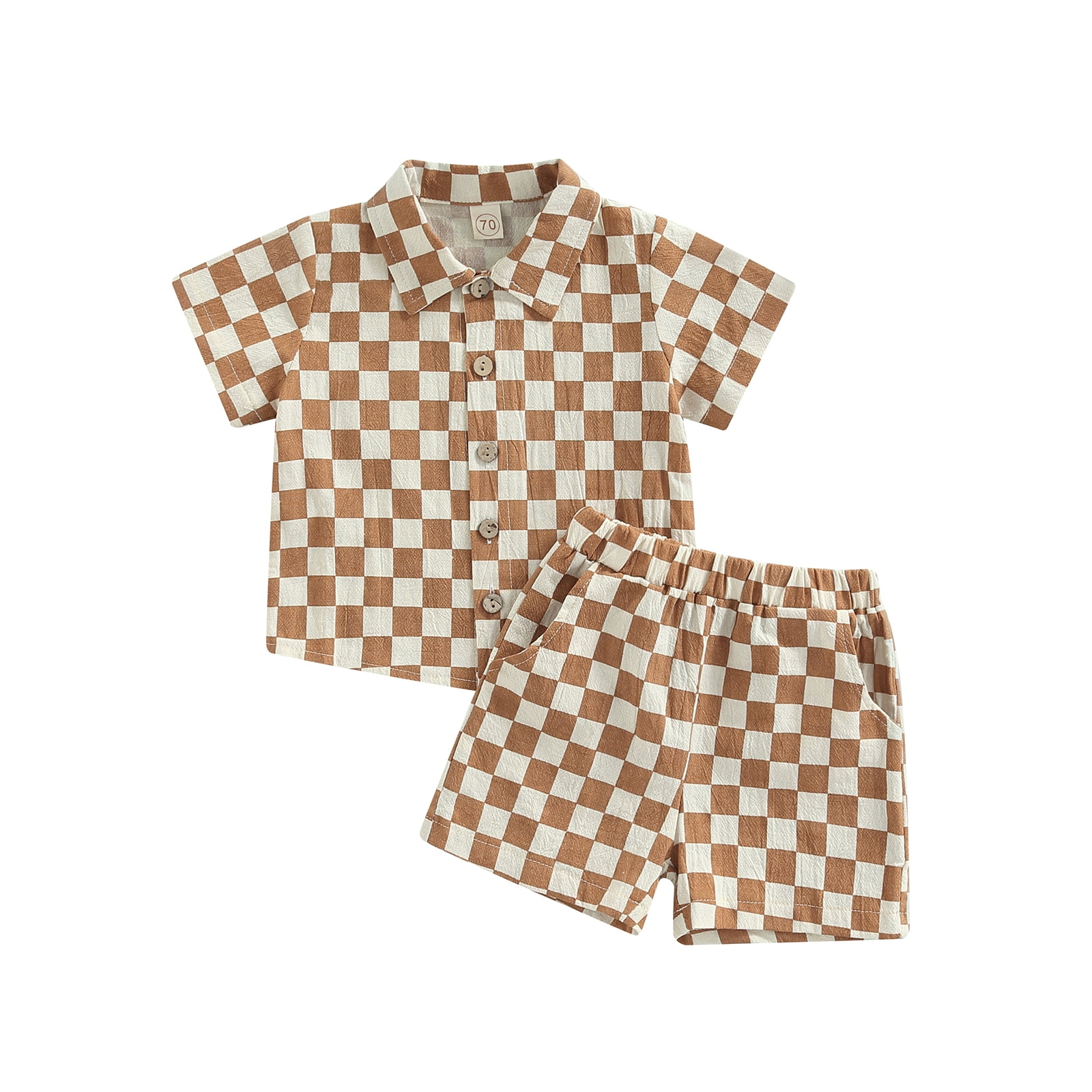 Multitrust Toddler Baby Boys Checkerboard Plaid Print Outfits