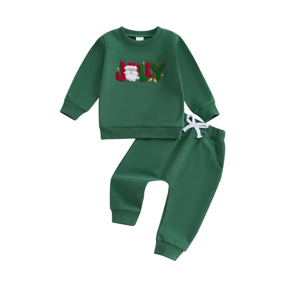 Toddler Baby Boys Christmas Clothing Sets 0 6 12 18 24 Months 2T 3T Letter Santa Embroidered Long Sleeve Sweatshirt Long Pants Outfits