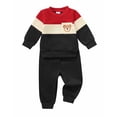 thumbnail image 1 of Toddler Baby Boys Clothes 18 Months Boys Fall Winter Outfits 24 Months Boys Long Sleeve Round Neckline Stripe Sweatshirt Pants 2PCS Clothing Set Black, 1 of 8