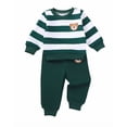 thumbnail image 1 of Toddler Baby Boys Clothes 2T Boys Fall Winter Outfits 3T Boys Long Sleeve Round Neckline Stripe Sweatshirt Pants 2PCS Clothing Set Green, 1 of 7