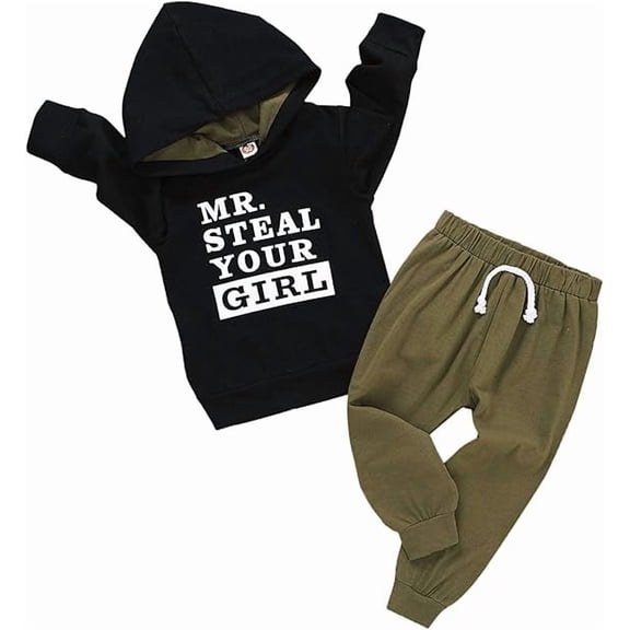 Toddler Baby Boys Clothes Letter Printed Hoodie Sweatshirt Tops Camouflage Long Pants 2PCS Outfits Set