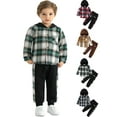 thumbnail image 1 of Toddler Baby Boys Clothes Plaid Hooded Sweatshirt Tops + Sweatpants Fall Winter Outfits Set 1-6T, 1 of 9