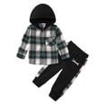 thumbnail image 1 of Toddler Baby Boys Clothes Plaid Hooded Sweatshirt Tops + Sweatpants Fall Winter Outfits Set 1-6T, 1 of 9