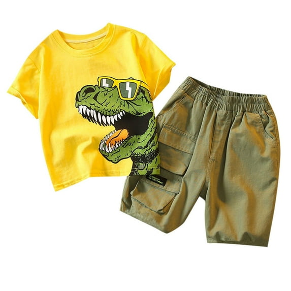 Toddler Baby Boys Clothes Sets Short Sleeve Dinosaur Printed T-Shirt + Shorts 2pcs Boys Summer Outfit Lovely Outwear