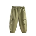 thumbnail image 1 of Toddler Baby Boys Cotton Cargo Pants Solid Elastic Waist Sweatpants Active Jogger Pants Pull On Trousers with Pockets Casual Wear, 1 of 6